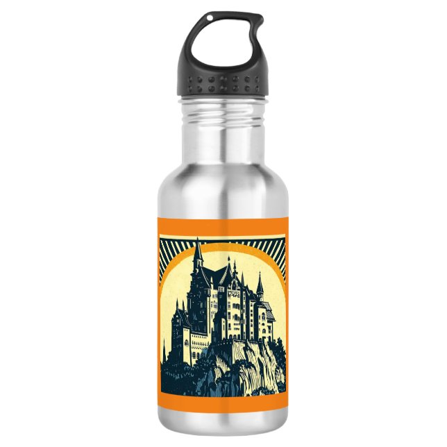 Fantasy Medieval Castle - Woodcut 3 532 Ml Water Bottle (Front)