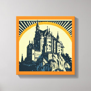 Fantasy Medieval Castle - Woodcut 3 Canvas Print