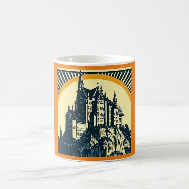Fantasy Medieval Castle - Woodcut 3 Coffee Mug (Center)