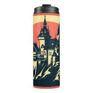 Fantasy Medieval Castle - Woodcut 4 Thermal Tumbler
