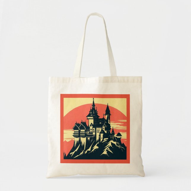 Fantasy Medieval Castle - Woodcut 4 Tote Bag (Front)