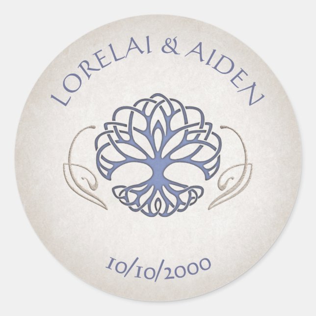 Fantasy Medieval Celtic Wedding Classic Round Sticker (Front)