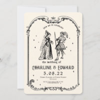 Fantasy Medieval engraving Art Wedding  Invitation