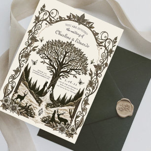 Fantasy Medieval engraving Art Wedding Invitation
