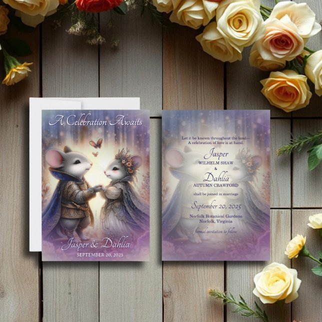 Fantasy Medieval Fairytale Mouse Couple Wedding  Save The Date (Creator Uploaded)