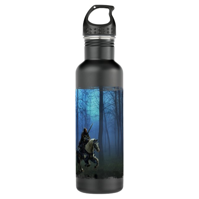 Fantasy Medieval Knight on Horseback in Moonlight 710 Ml Water Bottle (Front)