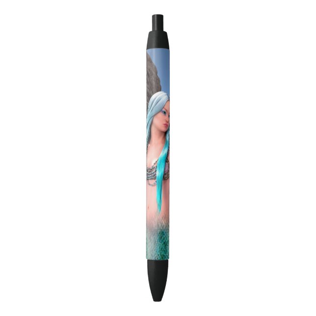 Fantasy Mermaid Black Ink Pen (Front Vertical)