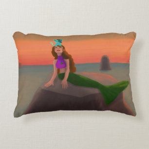 Fantasy Mermaid meets spirit animal Accent Pillow