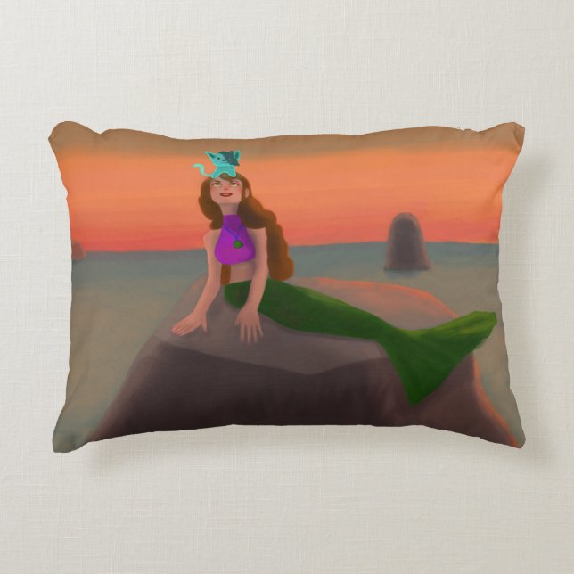 Fantasy Mermaid meets spirit animal Accent Pillow (Front)