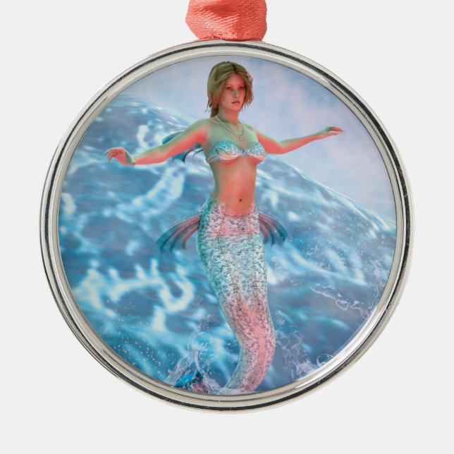 Fantasy Mermaid Metal Ornament (Front)