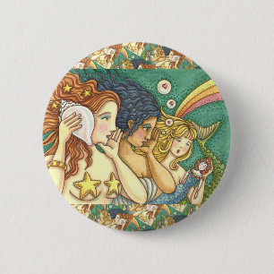 FANTASY MERMAID SISTERHOOD SHARING SECRET WISDOMS 2 INCH ROUND BUTTON