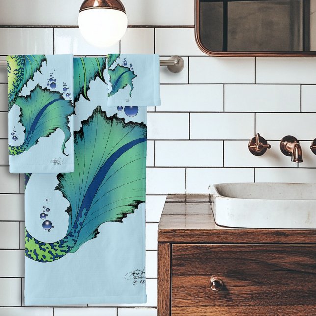 Fantasy Mermaid Teal Tail Bath Towel Set (Creator Uploaded)