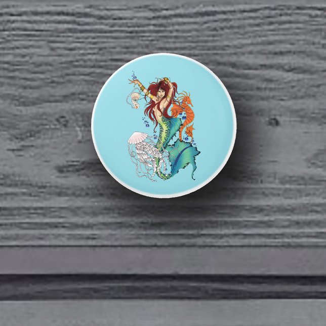 Fantasy Mermaid Teal Tail Ceramic Knob (Creator Uploaded)
