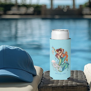 Fantasy Mermaid Teal Tail Seltzer Can Cooler