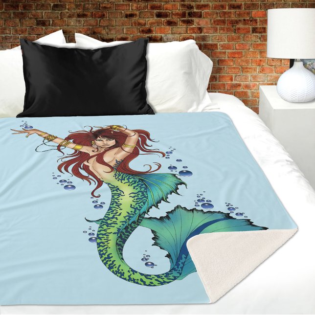 Fantasy Mermaid Teal Tail Sherpa Blanket (Creator Uploaded)