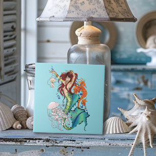 Fantasy Mermaid Teal Tile
