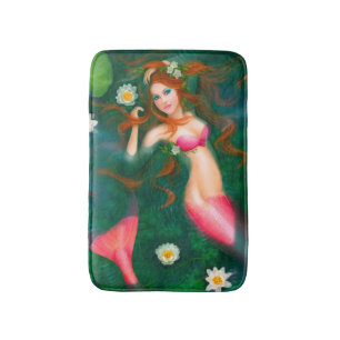 Fantasy mermaid with lilies. Underwater Bath Mat