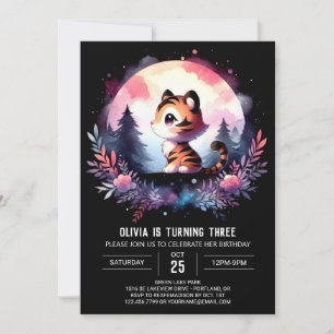 Fantasy Minimalist Tiger Birthday Invitation