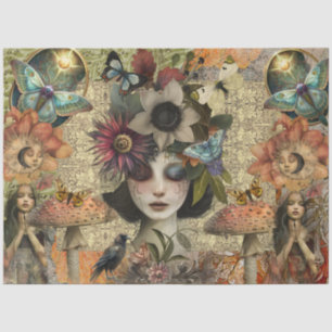 Fantasy Mixed Media Garden Collage Decoupage Tissue Paper