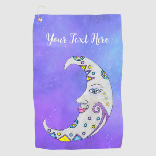Fantasy Moon Colourful Markings PREtty Face Sky  Golf Towel