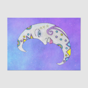 Fantasy Moon Pretty Face Bright Colourful Markings Tissue Paper
