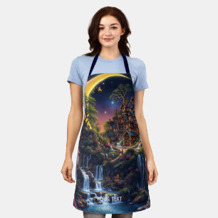 Fantasy Moon Waterfall Forest  Apron