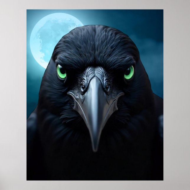 Fantasy Moonlight Corvid Raven Poster (Front)