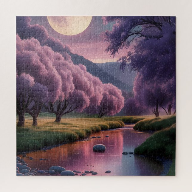 Fantasy Moonlit River Dreamscape Illustration Jigsaw Puzzle (Vertical)