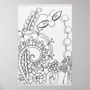 Fantasy moth, flower Colouring poster 16" x24"