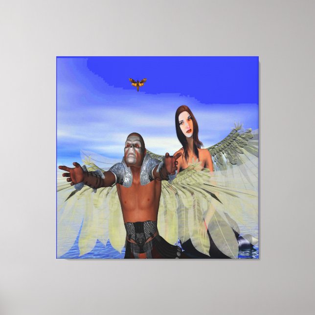 Fantasy Moth Hunters Canvas Print (Front)