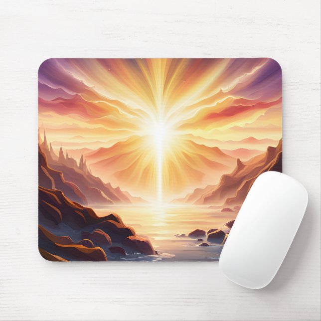 Fantasy Mountain Valley Lake Mouse Pad (With Mouse)