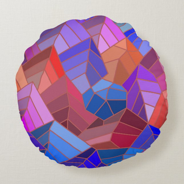 Fantasy Mountains View from the Sky Round Pillow (Back)