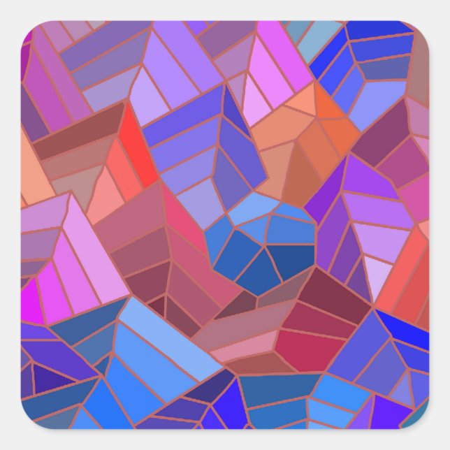 Fantasy Mountains View from the Sky Square Sticker (Front)