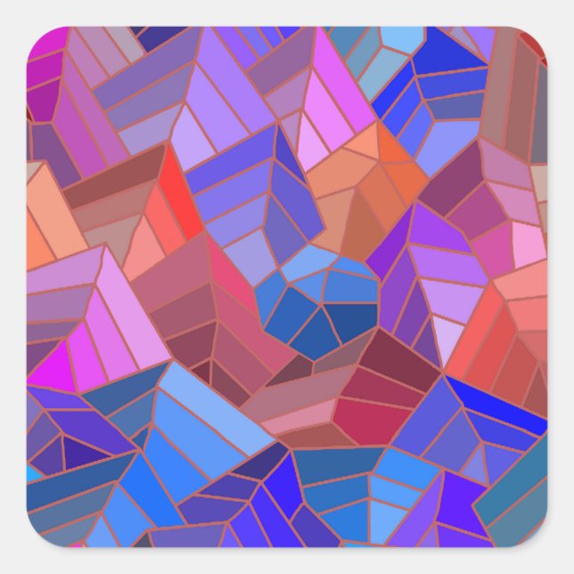 Fantasy Mountains View from the Sky Square Sticker (Front)