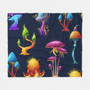 Fantasy Mushroom Forest Pattern – Colourful Magica Fleece Blanket