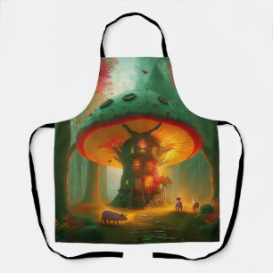 Fantasy Mushroom Tree House With Pigs Apron