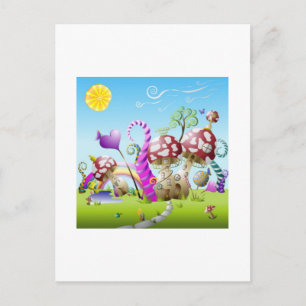 fantasy mushrooms postcard
