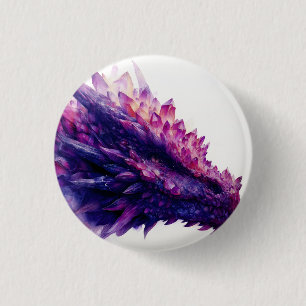 Fantasy Mystical Amethyst Crystal Dragon Beast 1 Inch Round Button