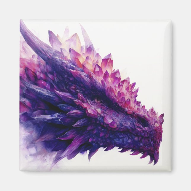 Fantasy Mystical Amethyst Crystal Dragon Beast Magnet (Front)
