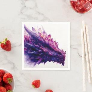 Fantasy Mystical Amethyst Crystal Dragon Beast Napkin