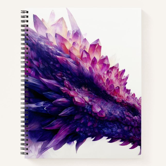 Fantasy Mystical Amethyst Crystal Dragon Beast Notebook (Front)