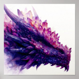 Fantasy Mystical Amethyst Crystal Dragon Beast Poster