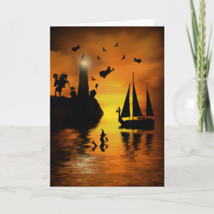 Fantasy, Mystical Nautical Witches Halloween Card