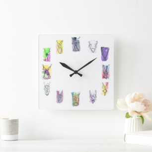 Fantasy Necklace Art Square Wall Clock