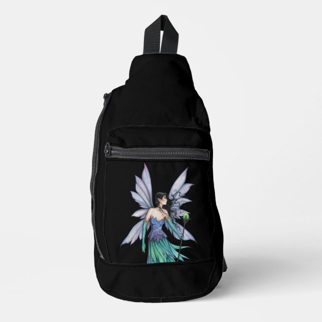 Fantasy Night Sky Fairy with Staff Sling Bag (Front)