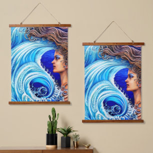 Fantasy Ocean Sea Wave Goddess Artwork Hanging Tapestry