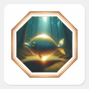 Fantasy of a Hybrid Creature Part Pig Part Fish Square Sticker