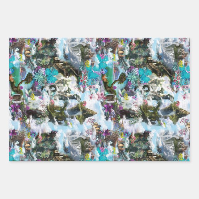 Fantasy Other worlds in the Clouds Medium  Wrapping Paper Sheet (Front)