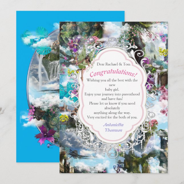 Fantasy Other worlds in the Clouds  Thank You Card (Front/Back)