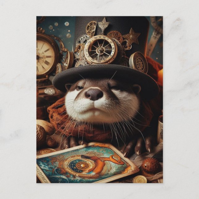 Fantasy Otter Steampunk Tarot Card Reader (Front)